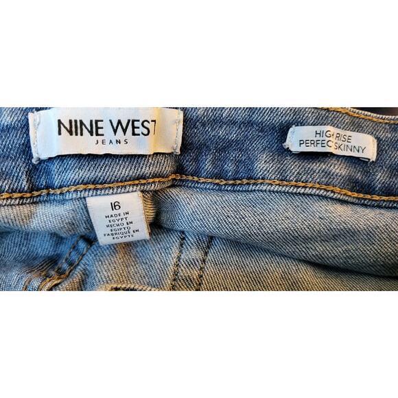 NINE WEST Sz 16 Women's High Rise Perfect Skinny Jeans Stonewashed Distressed - Picture 13 of 13